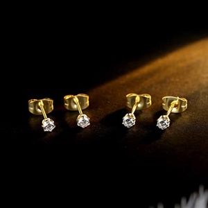Small Gold and "Diamond" Earrings